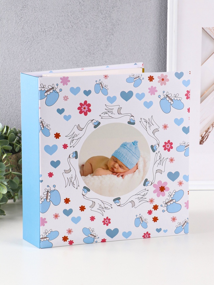 Фотоальбом магнитный на 50 листов 23×28 см, «Малыш в голубой шапочке», переплёт: 3-кольца - Фото 1