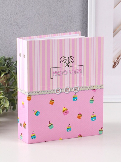 Фотоальбом на 200 фото 10×15 см «Три пуговки», розовый