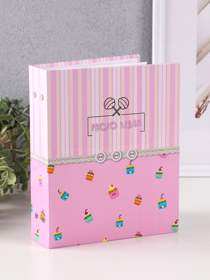 Фотоальбом на 200 фото 10×15 см «Три пуговки», розовый - Фото 1