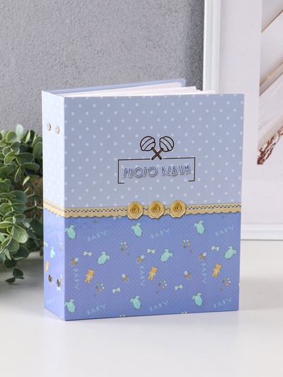 Фотоальбом на 200 фото 10×15 см, «Три пуговки», голубой