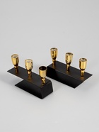 УЦЕНКА Подсвечник на 3 свечи «Деко», чёрный с золотом, 15.2×4.7×11 см - фото 14948385