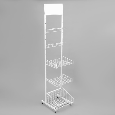 Стойка универсальная, 205×45×55 см, 3 корзины, 2 гребёнки, белая