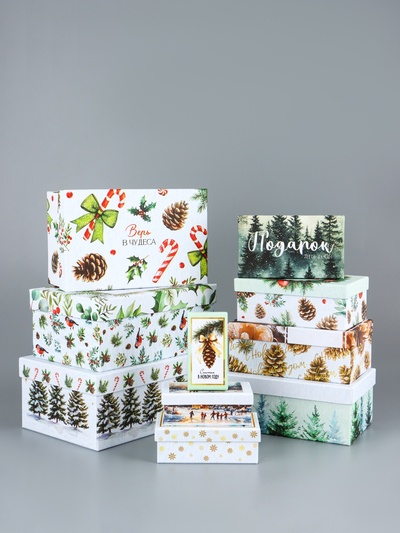 Набор подарочных новогодних коробок 10 в 1 «Новогодняя почта», 30×19×11.5 - 12×6.5×4 см