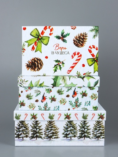 Набор подарочных новогодних коробок 10 в 1 «Новогодняя почта», 30×19×11.5 - 12×6.5×4 см