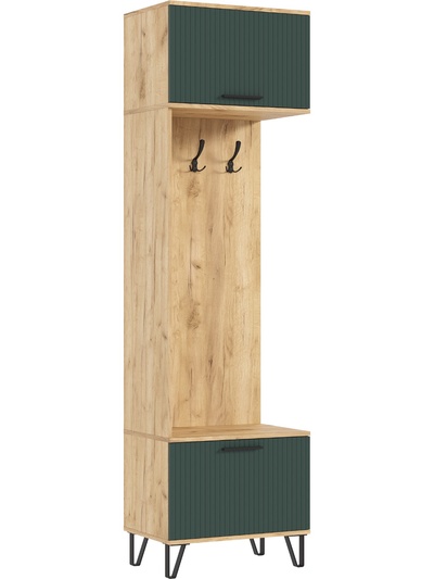 Прихожая «Флэш», 600×410×2130 мм, цвет браш мени грин/дуб крафт