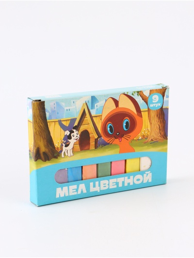 УЦЕНКА Мелки цветные школьные 9 шт. «Котёнок по имени Гав», прямоугольные