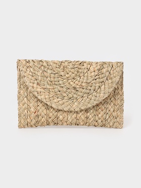 Сумка клатч плетёная из сиграсса, 26×16×3 см, бежевая
