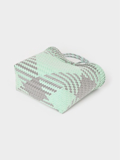 Сумка плетёная, 30×15×35 см, пластик, бирюзовая с чёрным