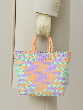 Сумка плетёная, 30×10×30 см, пластик, разноцветная