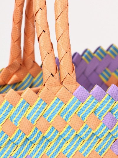Сумка плетёная, 30×10×30 см, пластик, разноцветная