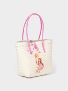 Сумка плетёная на застёжке «Девочка с букетом», 40×10×55 см, пластик, бело-розовая - Фото 2