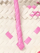 Сумка плетёная на застёжке «Девочка с букетом», 40×10×55 см, пластик, бело-розовая - Фото 5