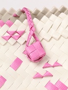 Сумка плетёная на застёжке «Девочка с букетом», 40×10×55 см, пластик, бело-розовая - Фото 6