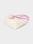 Сумка плетёная на застёжке «Девочка с букетом», 40×10×55 см, пластик, бело-розовая - Фото 9