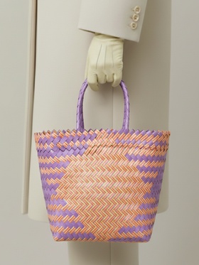 Сумка плетёная, 20×10×30 см, пластик, сиренево-жёлтая