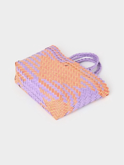 Сумка плетёная, 20×10×30 см, пластик, сиренево-жёлтая