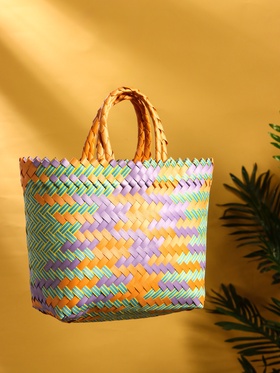 Сумка плетёная, 20×10×30 см, пластик, разноцветная