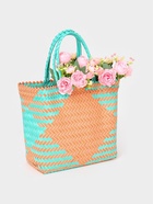 Сумка плетёная, 30×15×35 см, пластик, бирюзово-жёлтая - фото 809283082 Сумка плетёная, 30×15×35 см, пластик, бирюзово-жёлтая - фото 809283082