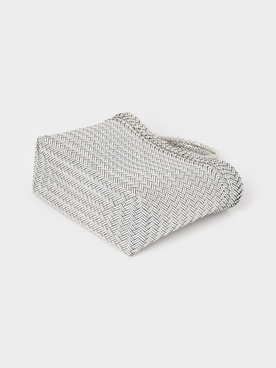 Сумка плетёная, 30×15×35 см, пластик, белая с чёрным