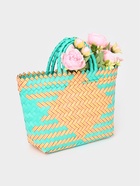 Сумка плетёная, 20×10×30 см, пластик, бирюзово-жёлтая - фото 809283086 Сумка плетёная, 20×10×30 см, пластик, бирюзово-жёлтая - фото 809283086