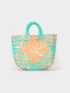 Сумка плетёная, 20×10×30 см, пластик, бирюзово-жёлтая - фото 59844657