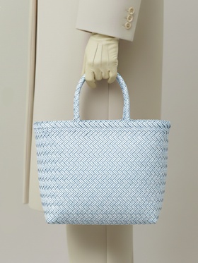 Сумка плетёная, 30×15×35 см, пластик, бело-голубая