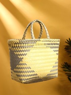Сумка плетёная, 30×15×35 см, пластик, бежевая с чёрно-белыми вставками - фото 58041627