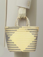 Сумка плетёная, 30×15×35 см, пластик, бежевая с чёрно-белыми вставками - фото 809242167 Сумка плетёная, 30×15×35 см, пластик, бежевая с чёрно-белыми вставками - фото 809242167