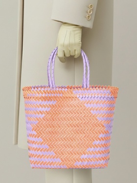 Сумка плетёная, 30×10×30 см, пластик, сиренево-жёлтая