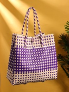 Сумка плетёная, 40×20×55 см, пластик, фиолетово-белая - Фото 1