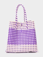 Сумка плетёная, 40×20×55 см, пластик, фиолетово-белая - Фото 3