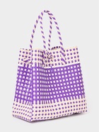 Сумка плетёная, 40×20×55 см, пластик, фиолетово-белая - фото 809242179 Сумка плетёная, 40×20×55 см, пластик, фиолетово-белая - фото 809242179