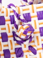 Сумка плетёная, 40×20×55 см, пластик, фиолетово-белая - Фото 6