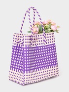 Сумка плетёная, 40×20×55 см, пластик, фиолетово-белая - Фото 8