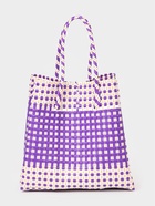 Сумка плетёная, 40×20×55 см, пластик, фиолетово-белая - Фото 10