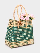 Сумка плетёная, 40×20×55 см, пластик, зелёно-бежевая - фото 809283097 Сумка плетёная, 40×20×55 см, пластик, зелёно-бежевая - фото 809283097