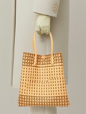 Сумка плетёная, 40×20×55 см, пластик, бежевая