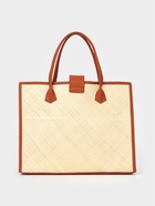 Сумка плетёная на застёжке из пандана, 41×16×50 см, бежево-коричневая - фото 59844675