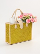 Сумка плетёная на застёжке из пандана, 35×12×40 см, жёлтая - фото 809242227