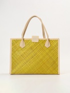 Сумка плетёная на застёжке из пандана, 35×12×40 см, жёлтая - фото 809242228