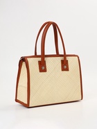 Сумка плетёная на молнии из пандана, 35×12×40 см, бежево-коричневая 10851411