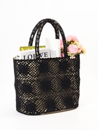 Сумка плетёная из пандана, 35×20×50 см, бежево-чёрная - фото 809242255