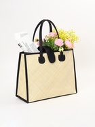 Сумка плетёная на застёжке из пандана, 41×16×50 см, бежево-чёрная - фото 809242288 Сумка плетёная на застёжке из пандана, 41×16×50 см, бежево-чёрная - фото 809242288