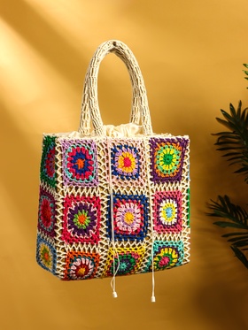 Сумка плетёная из пандана, 30×10×50 см, разноцветная