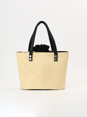 Сумка плетёная из пандана, 29×17×42 см, бежево-чёрная