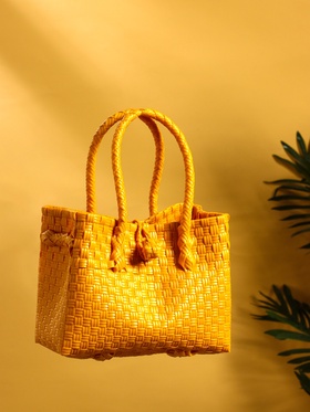 Сумка плетёная пластиковая, 23×11×30 см, жёлтая