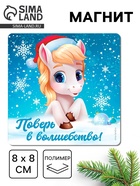 Магнит новогодний на холодильник «Поверь в волшебство», 8×8 см - Фото 1
