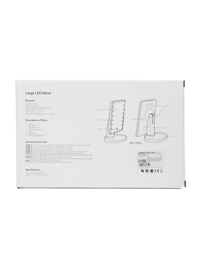 Зеркало KZ-06, подсветка, настольное, 26.5×16×12 см, 16 диодов, сенсорная кнопка, белое