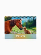 Календарь 2026 настольный, домик «Лошадь с котом» 14×20 см 10875919 - фото 6054283