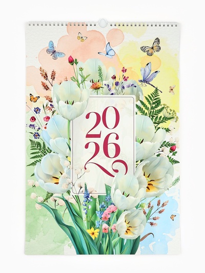 Календарь 2026 перекидной на ригеле А3 «Акварельный»